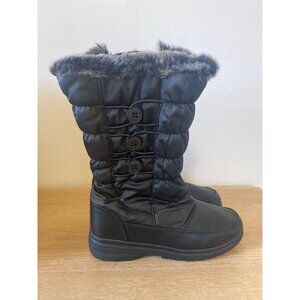 Women's Faux Fur-Lined Winter Snow Boots Waterproof Black Size 8M Zipper Closure